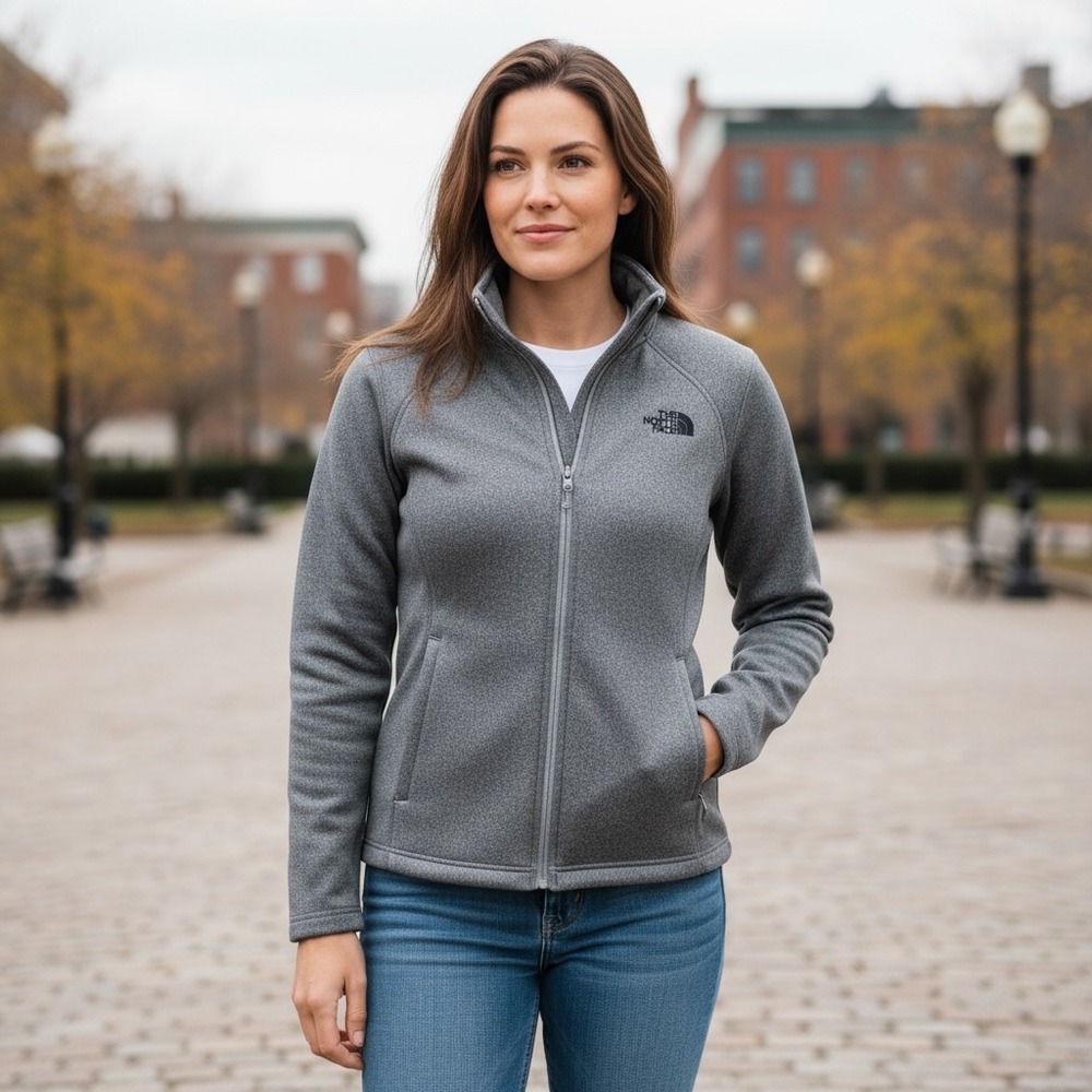 The North Face Womens Gray Full Zip‎ Jacket XS Fleece Lined Athletic